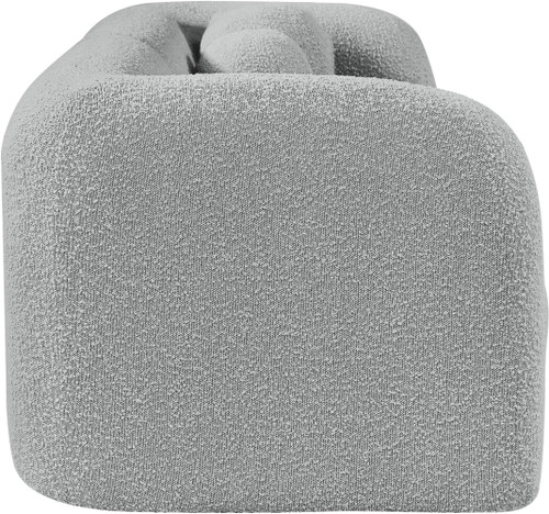 Boucle Fabric Upholstered Sofa with Rich Grey Boucle Fabric, Ball Pillows Included, 89" W x 34" D x 27" H, Grey