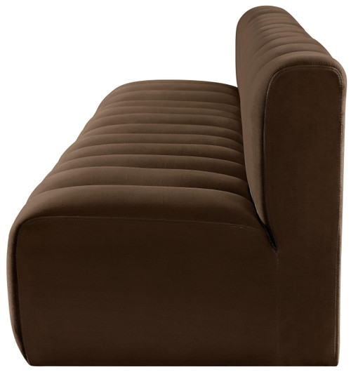 Modular Sofa with Soft Brown Velvet, Deep Channel Tufting, Modular Design, 119" W x 31" D x 30" H, Brown