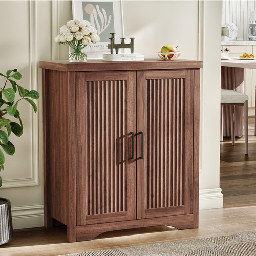 29" Fluted Sideboard Buffet Cabinet with Storage,Walnut