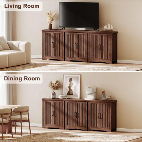 29" Fluted Sideboard Buffet Cabinet with Storage,Walnut