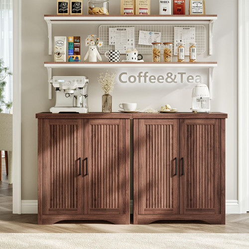 29" Fluted Sideboard Buffet Cabinet with Storage,Walnut