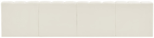 Modular Sofa with Soft Cream Velvet, Deep Channel Tufting, Modular Design, 119 W x 31 D x 30 H, Cream