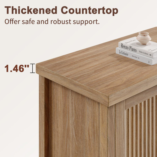55" Fluted Sideboard Buffet Cabinet with Storage,Natural Oak