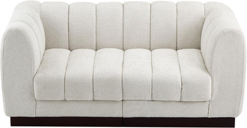 Modular Sofa with Soft Cream Chenille Cross Hatched Fabric, Solid Wood Espresso Base, 69" W x 34.5" D x 29" H, Cream