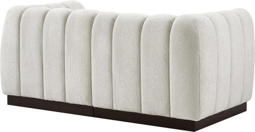 Modular Sofa with Soft Cream Chenille Cross Hatched Fabric, Solid Wood Espresso Base, 69" W x 34.5" D x 29" H, Cream