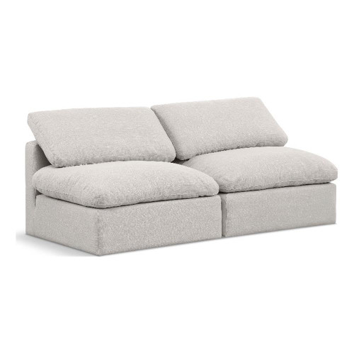 Modular Sofa with Rich Cream Linen Textured Fabric, Down Feather Cushions, Modular, 70" W x 35" D x 32" H, Cream