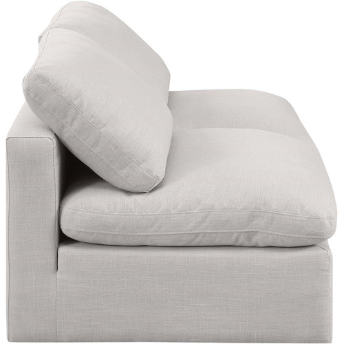Modular Sofa with Rich Cream Linen Textured Fabric, Down Feather Cushions, Modular, 70" W x 35" D x 32" H, Cream