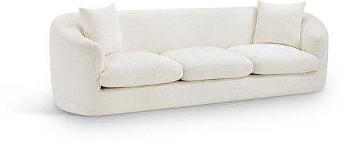 Sofa with Soft Cream Chenille Fabric, Solid Wood Inner Frame, Pillows Included, 92.5" W x 34" D x 27.5" H, Cream