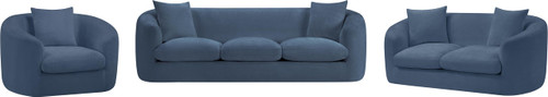 Sofa with Soft Light Blue Chenille Fabric, Solid Wood Inner Frame, Pillows Included, 92.5" W x 34" D x 27.5" H, Light Blue