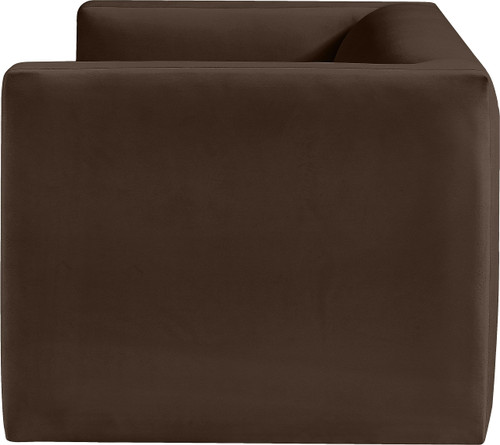 Velvet Upholstered Loveseat with Rich Brown Velvet, Solid Wood Frame, 63" W x 34.5" D x 28" H, Brown