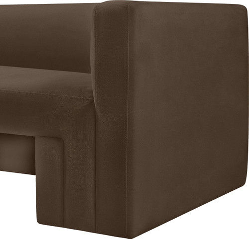 Velvet Upholstered Loveseat with Rich Brown Velvet, Solid Wood Frame, 63" W x 34.5" D x 28" H, Brown