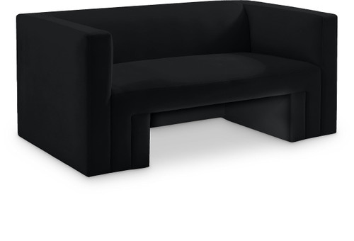 Velvet Upholstered Loveseat with Rich Black Velvet, Solid Wood Frame, 63" W x 34.5" D x 28" H, Black