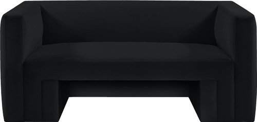 Velvet Upholstered Loveseat with Rich Black Velvet, Solid Wood Frame, 63" W x 34.5" D x 28" H, Black