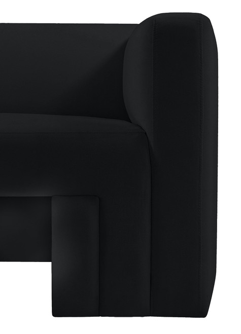 Velvet Upholstered Loveseat with Rich Black Velvet, Solid Wood Frame, 63" W x 34.5" D x 28" H, Black