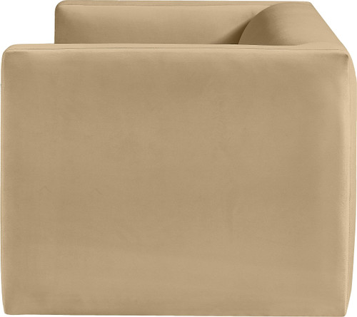 Velvet Upholstered Loveseat with Soft Camel Velvet, Solid Wood Frame, 63" W x 34.5" D x 28" H, Camel