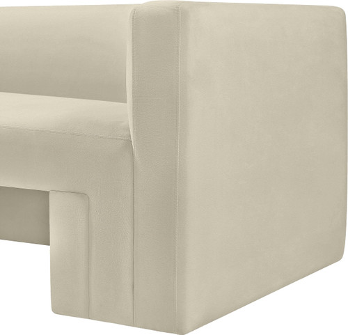 Velvet Upholstered Loveseat with Rich Cream Velvet, Solid Wood Frame, 63" W x 34.5" D x 28" H, Cream