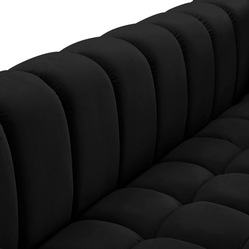 Velvet Upholstered Sofa with Deep Biscuit Tufting, 91" W x 35" D x 29.5" H