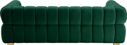 Velvet Upholstered Sofa with Deep Biscuit Tufting, 91" W x 35" D x 29.5" H