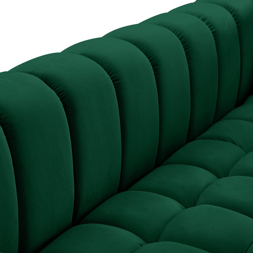 Velvet Upholstered Sofa with Deep Biscuit Tufting, 91" W x 35" D x 29.5" H