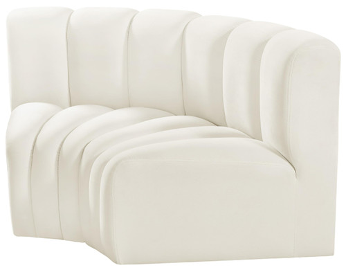 Modular Sofa with Soft Cream Velvet, Deep Channel Tufting, Modular Design, 60 W x 33 D x 30 H, Cream