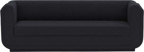 Linen Textured Fabric Upholstered Sofa with Soft Black Linen Textured Fabric, Rounded Arms, 86.5" W x 33.5" D x 29" H, Black