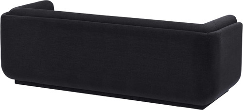 Linen Textured Fabric Upholstered Sofa with Soft Black Linen Textured Fabric, Rounded Arms, 86.5" W x 33.5" D x 29" H, Black