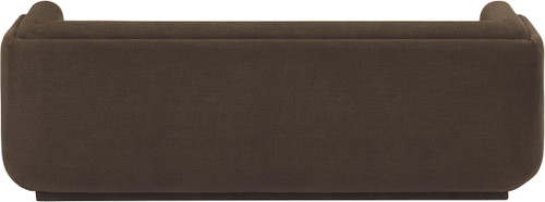 Linen Textured Fabric Upholstered Sofa with Soft Brown Linen Textured Fabric, Rounded Arms, 86.5" W x 33.5" D x 29" H, Brown
