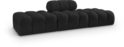 Modular Sectional with Rich Black Boucle Fabric, Modular to Create Infinite Configurations, 102" W x 34" D x 28" H, Black