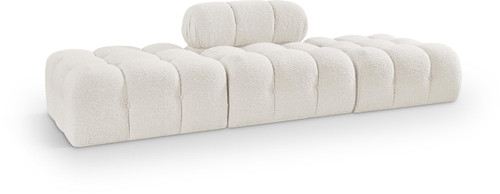 Modular Sectional with Rich Cream Boucle Fabric, Modular to Create Infinite Configurations, 102" W x 34" D x 28" H, Cream