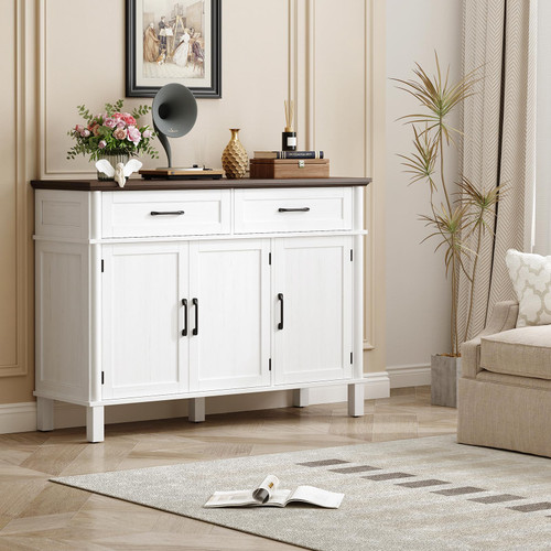 48 Inch Buffet Cabinet with Storage, Off White