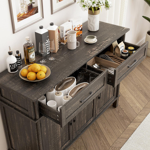 48 Inch Buffet Cabinet with Storage, Rustic Brown