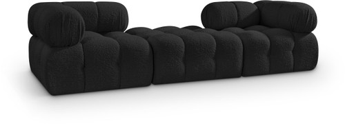 Modular Sectional with Rich Black Boucle Fabric, Modular to Create Infinite Configurations, 102" W x 34" D x 28" H, Black