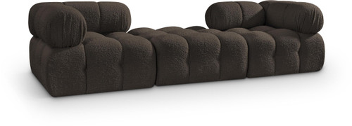 Modular Sectional with Rich Brown Boucle Fabric, Modular to Create Infinite Configurations, 102" W x 34" D x 28" H, Brown