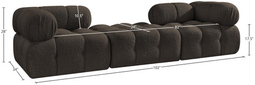 Modular Sectional with Rich Brown Boucle Fabric, Modular to Create Infinite Configurations, 102" W x 34" D x 28" H, Brown