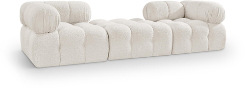 Modular Sectional with Rich Cream Boucle Fabric, Modular to Create Infinite Configurations, 102" W x 34" D x 28" H, Cream
