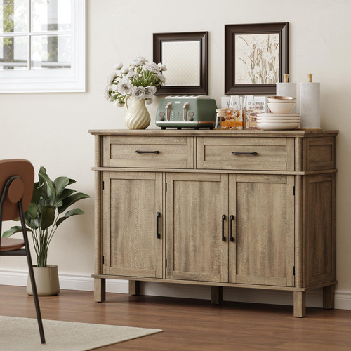 48 Inch Buffet Cabinet with Storage, Washed Grey