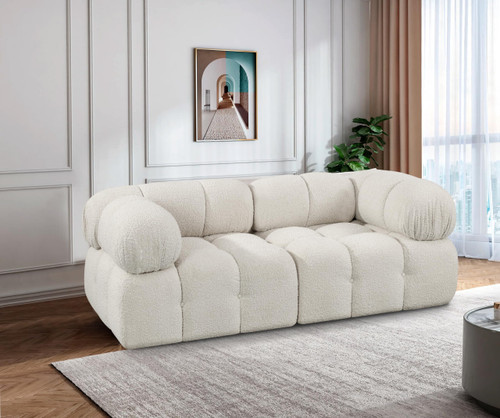 Modular Sofa with Rich Cream Boucle Fabric, Modular to Create Infinite Configurations, 68" W x 34" D x 28" H, Cream