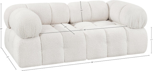 Modular Sofa with Rich Cream Boucle Fabric, Modular to Create Infinite Configurations, 68" W x 34" D x 28" H, Cream