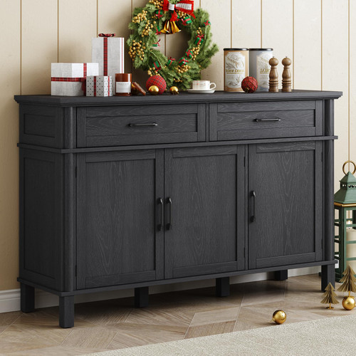 55 Inch Buffet Cabinet with Storage, Black