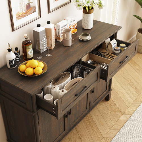 55 Inch Buffet Cabinet with Storage, Brown