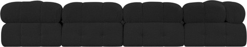 Modular Sofa with Rich Black Boucle Fabric, Modular to Create Infinite Configurations, 136" W x 34" D x 28" H, Black