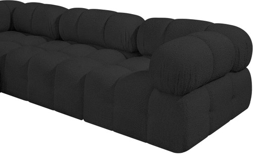 Modular Sofa with Rich Black Boucle Fabric, Modular to Create Infinite Configurations, 136" W x 34" D x 28" H, Black