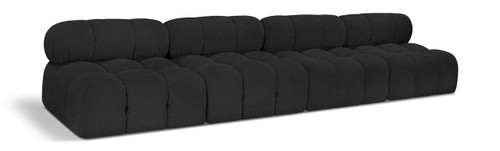 Modular Sofa with Rich Black Boucle Fabric, Modular to Create Infinite Configurations, 136" W x 34" D x 28" H, Black