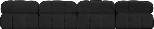 Modular Sofa with Rich Black Boucle Fabric, Modular to Create Infinite Configurations, 136" W x 34" D x 28" H, Black