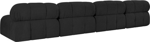 Modular Sofa with Rich Black Boucle Fabric, Modular to Create Infinite Configurations, 136" W x 34" D x 28" H, Black