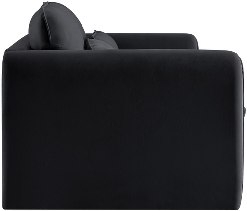 Velvet Upholstered Loveseat with Soft Black Velvet Fabric, Curved Arms, 64" W x 38" D x 31" H, Black