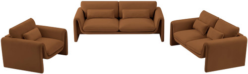 Velvet Upholstered Loveseat with Soft Saddle Velvet Fabric, Curved Arms, 64" W x 38" D x 31" H, Saddle