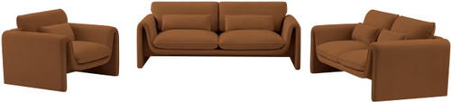 Velvet Upholstered Loveseat with Soft Saddle Velvet Fabric, Curved Arms, 64" W x 38" D x 31" H, Saddle