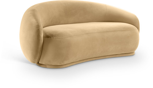 Loveseat with Ultra Luxe Camel 460 GSM Velvet, Solid Eucalyptus Wood Inner Frame, 77" W x 40" D x 31" H, Camel