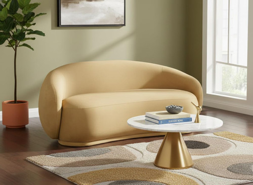 Loveseat with Ultra Luxe Camel 460 GSM Velvet, Solid Eucalyptus Wood Inner Frame, 77" W x 40" D x 31" H, Camel